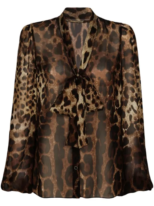 Blouse en soie à imprimé léopard - Dolce & Gabbana - Modalova