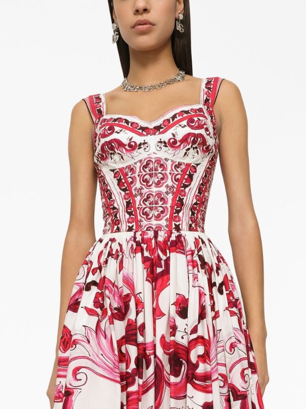 Dolce & Gabbana Majolica-print Cotton Bustier Dress - Farfetch