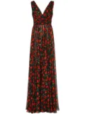 Dolce & Gabbana cherry-print pleated dress - Black