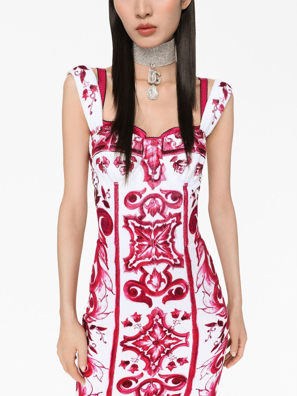 Shop Dolce & Gabbana Graphic-print Sleeveless Dress In Red