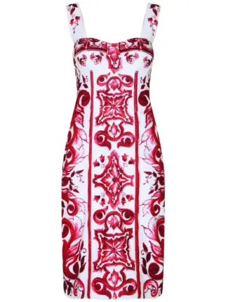 Dolce & Gabbana グラフィック ノースリーブドレス | レッド Dolce & Gabbana グラフィック ノースリーブドレス | レッド