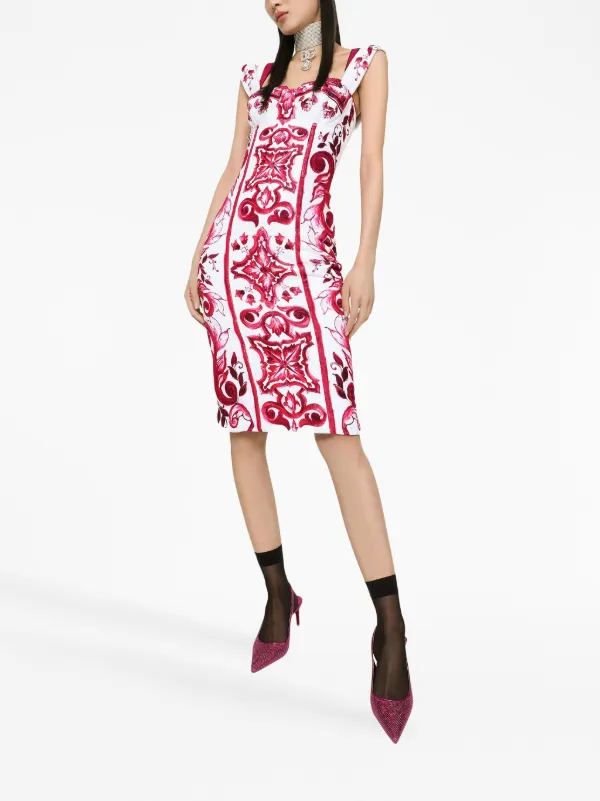 Dolce & Gabbana シルク ドレープ ノースリーブ ドレス レッド Dolce & Gabbana シルク ドレープ ノースリーブ ドレス レッド