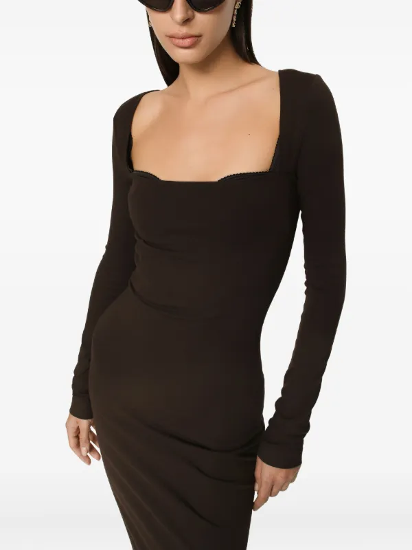 Dolce & Gabbana Jersey Midi Dress | Brown | FARFETCH