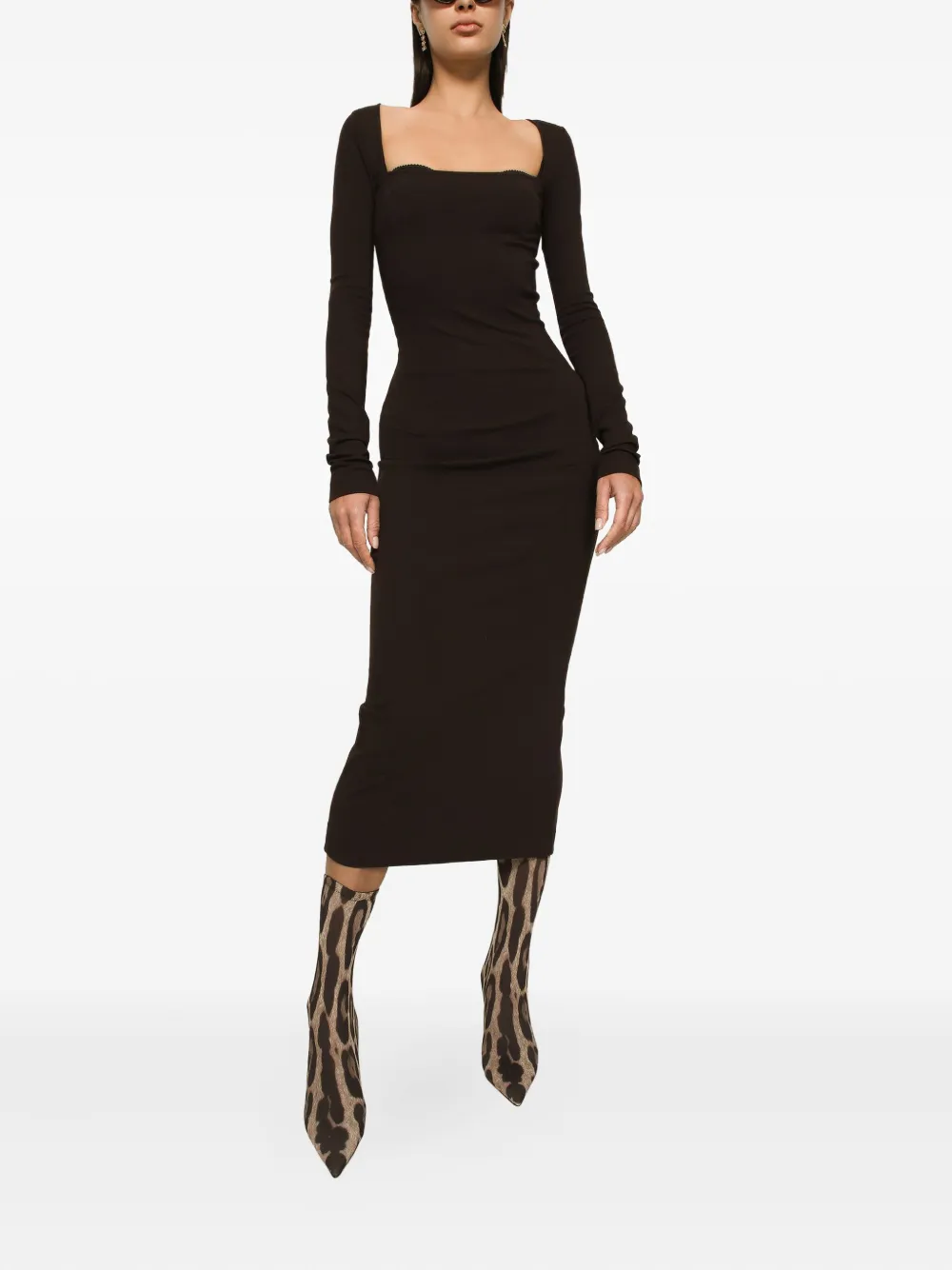 Dolce & Gabbana Jersey midi-jurk - Bruin