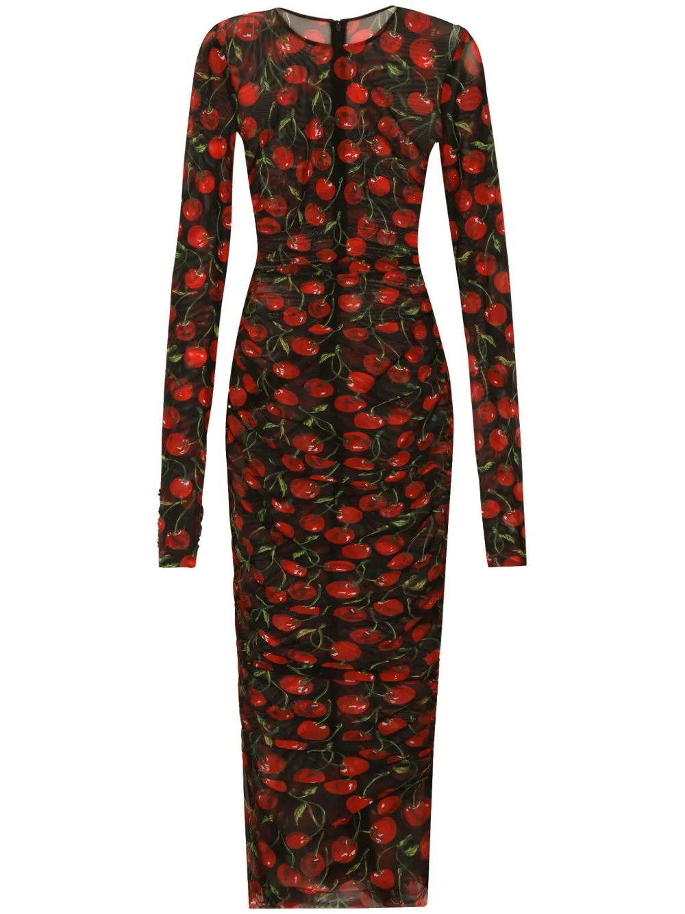 Image 1 of Dolce & Gabbana Cherry-print draped midi dress