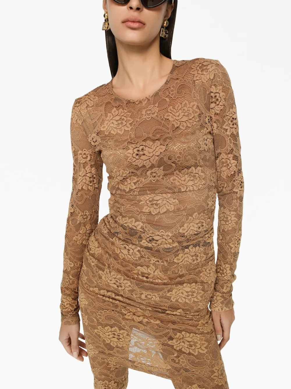 Dolce And Gabbana Floral Lace Semi Sheer Minidress Farfetch