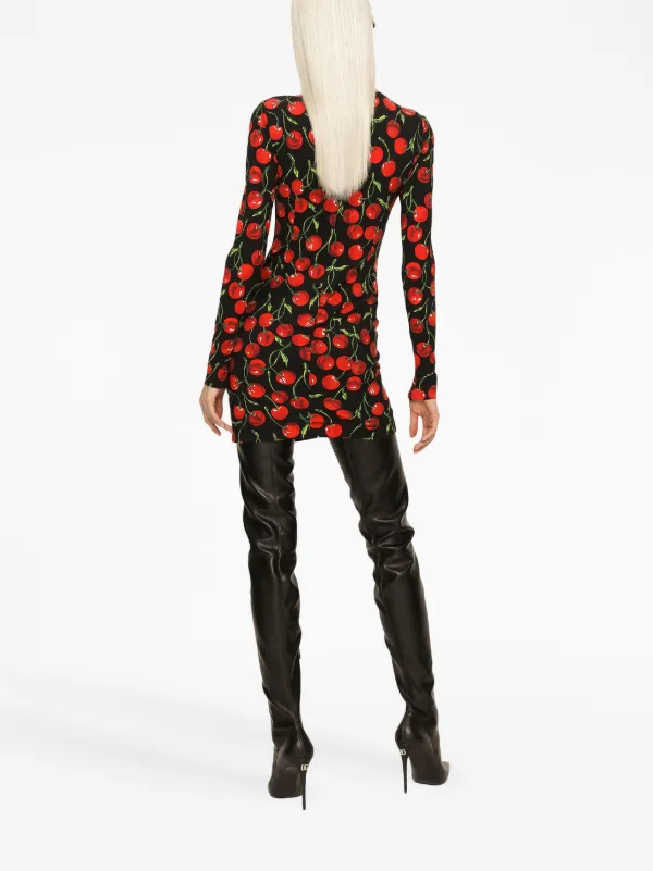 Dolce & Gabbana cherry-print Minidress | Black | FARFETCH
