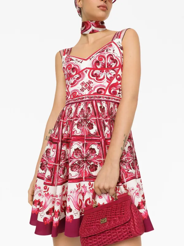 Dolce & Gabbana グラフィック ノースリーブドレス | レッド | FARFETCH JP