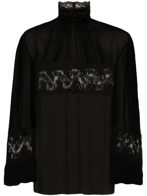 Dolce & Gabbana blusa con detalles de encaje y cuello de tortuga