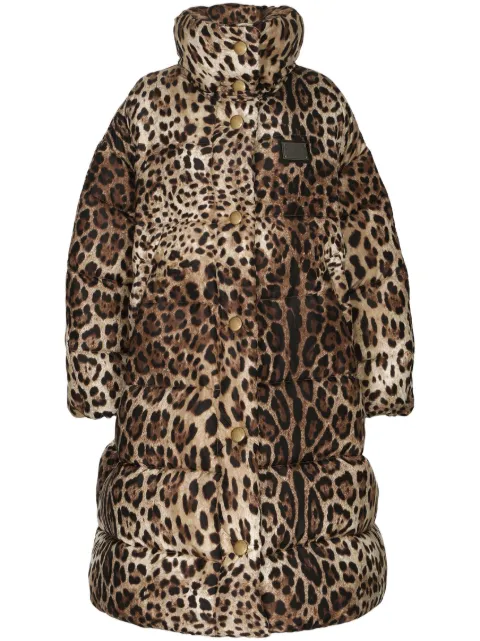 Dolce & Gabbana abrigo capitonado oversize con estampado de leopardo