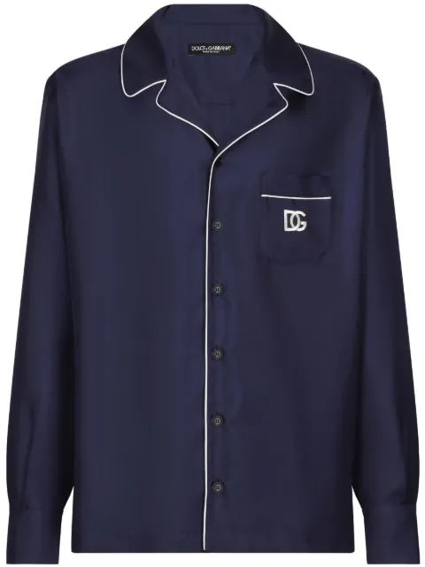Dolce & Gabbana DG Essentials logo-patch silk shirt