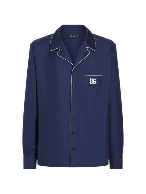 Dolce & Gabbana DG Essentials logo-patch silk shirt