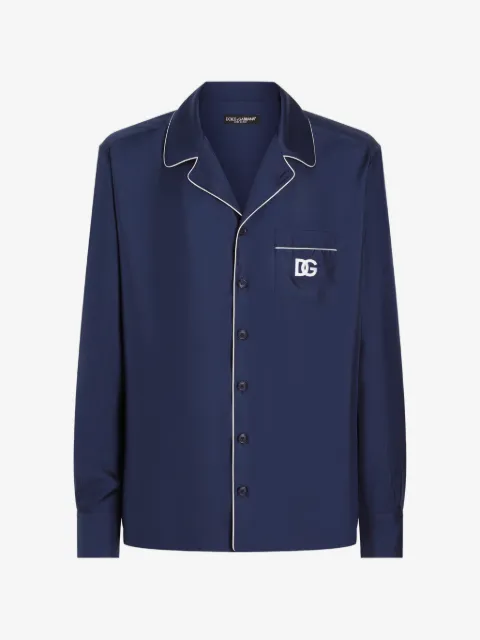Dolce & Gabbana DG Essentials logo-patch silk shirt
