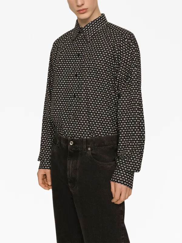 DOLCE&GABBANA シャツ 黒 水玉 Dolce & Gabbana DGロゴ シャツ | ブラック | FARFETCH JP