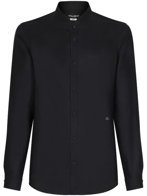Dolce & Gabbana logo-plaque linen shirt