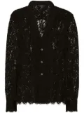 Dolce & Gabbana lace-panelling notched-collar shirt - Black