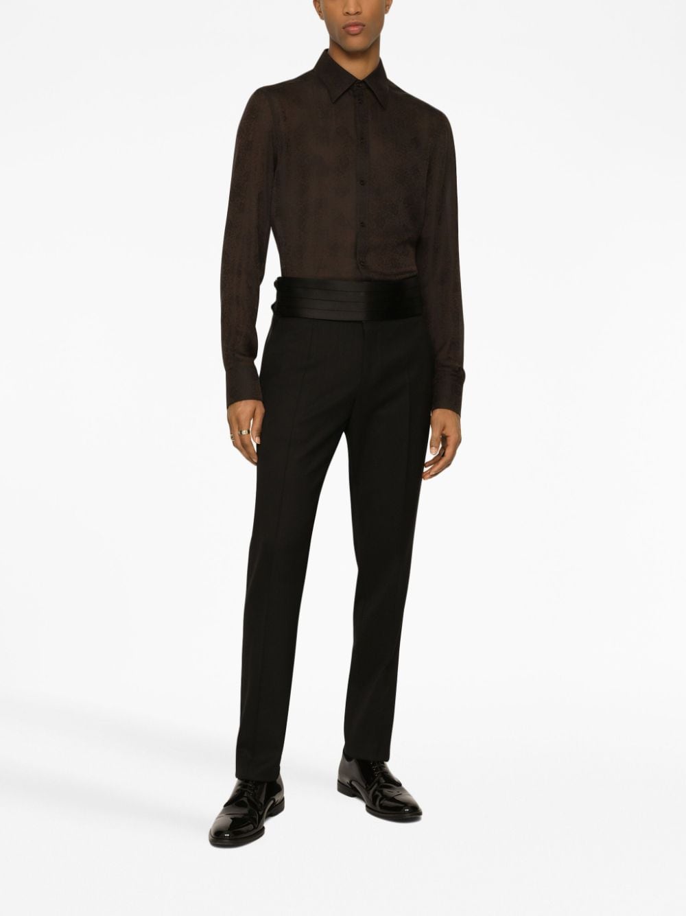 Shop Dolce & Gabbana Sheer-coverage Silk Shirt In Black