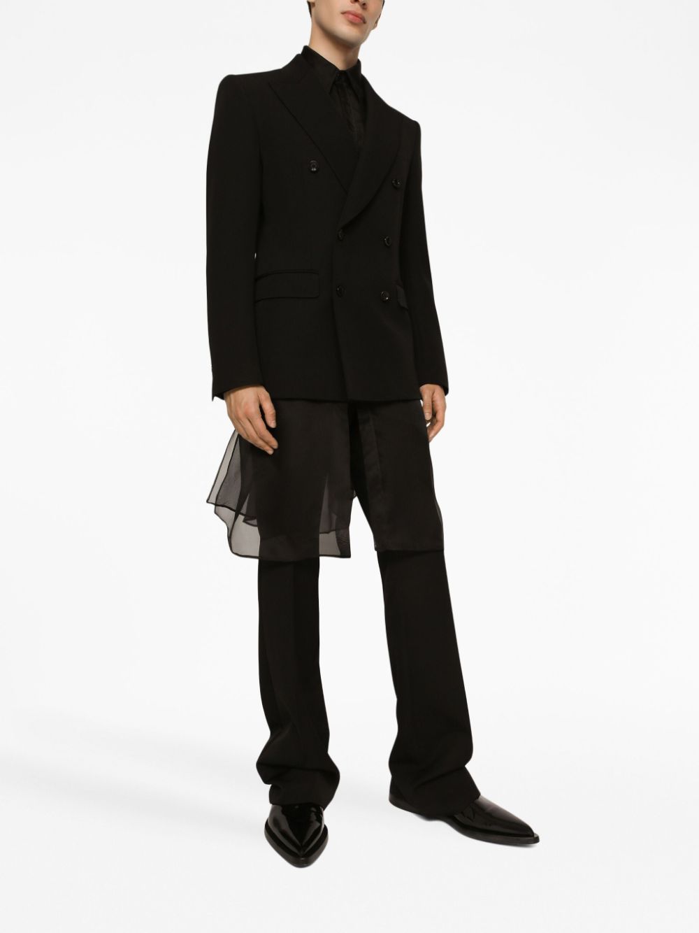 Shop Dolce & Gabbana Ruffle-detail Semi-sheer Shirt In Black