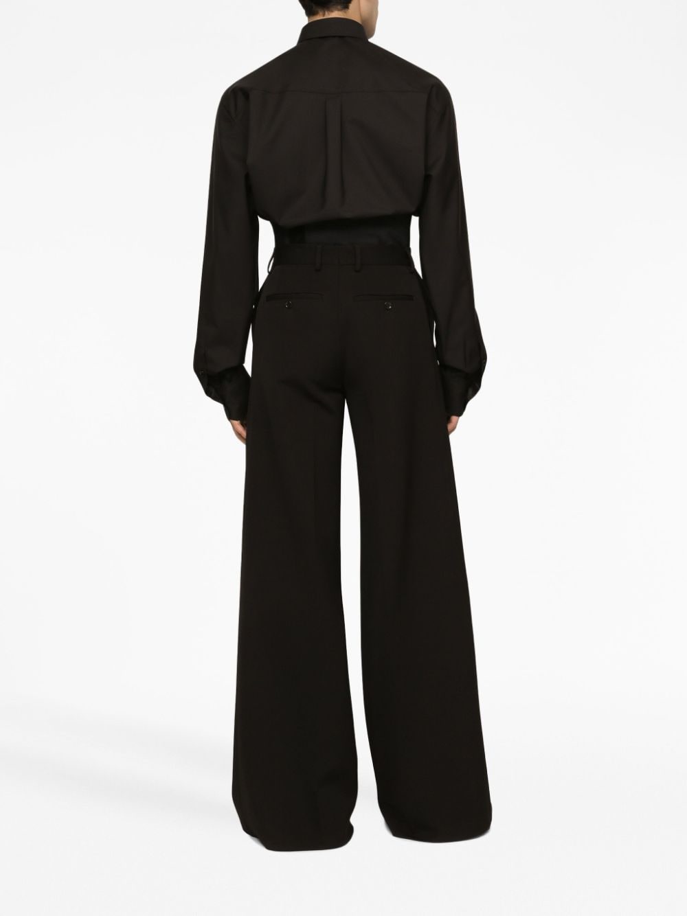 Shop Dolce & Gabbana Long-sleeve Pointed-collar Shirt In Black