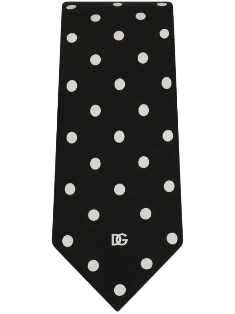 Dolce & Gabbana Black White Geometric Silk Adjustable Women Necktie Tie