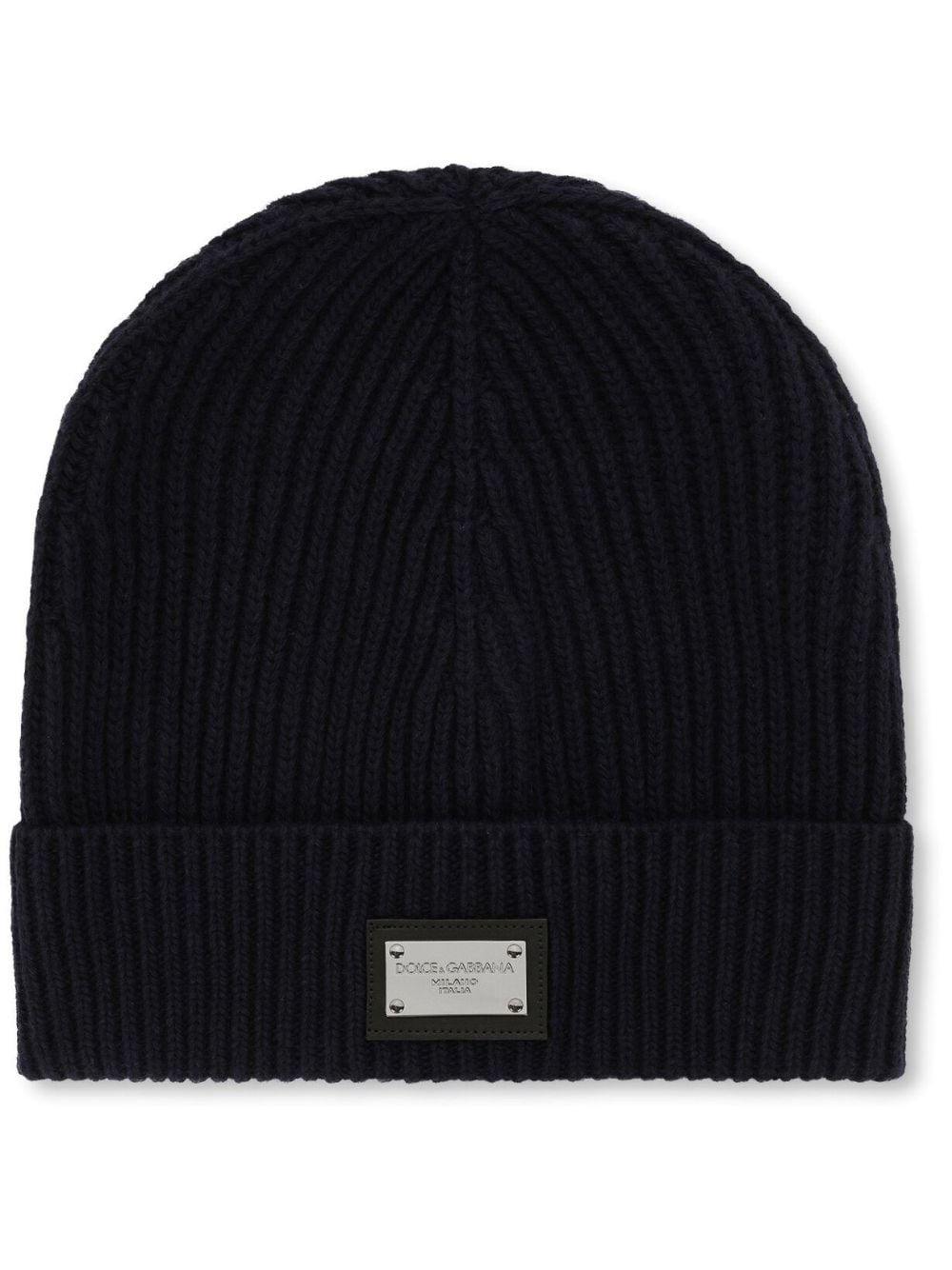 Shop Dolce & Gabbana Dg Essentials Logo-patch Knitted Beanie In Black