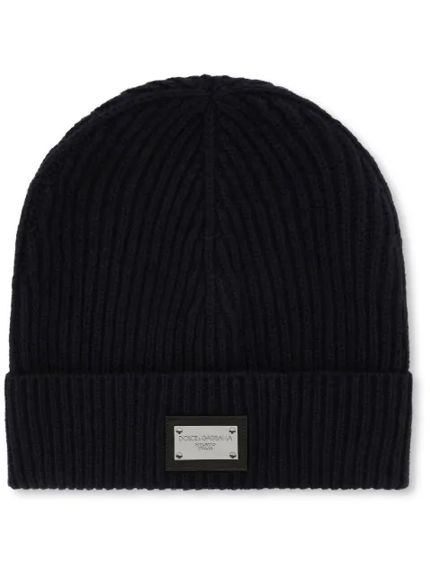 Dolce & Gabbana DG Essentials logo-patch knitted beanie