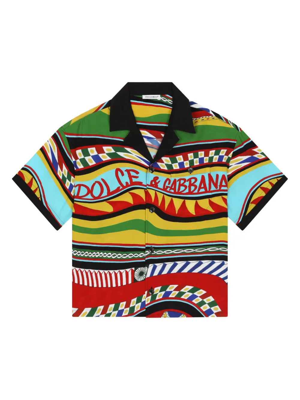 Image 1 of Dolce & Gabbana Kids Carretto-print short-sleeve shirt