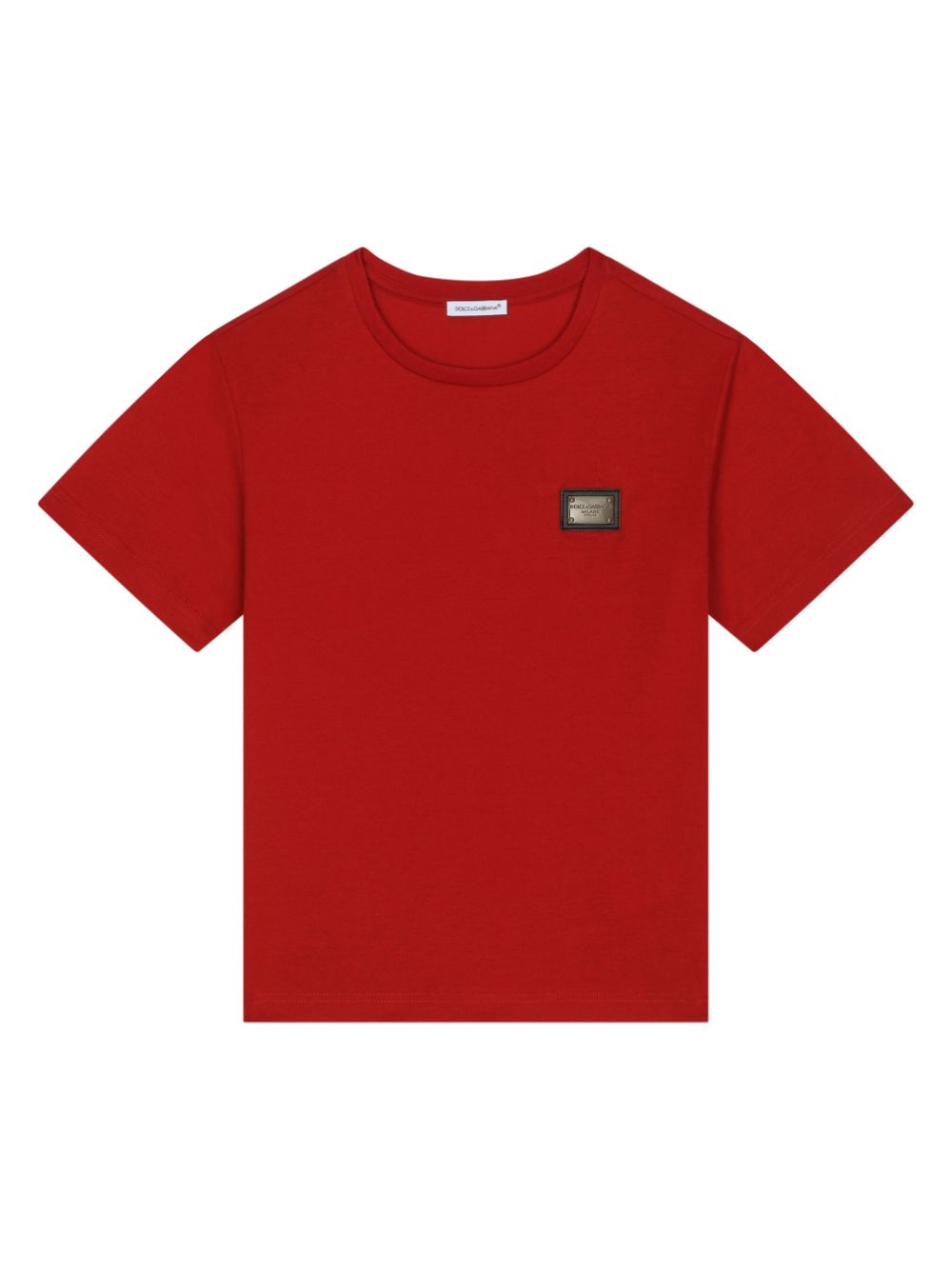 Dolce & Gabbana T-shirt Mit Logo-schild In Red