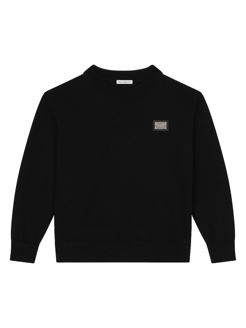 Dolce & Gabbana Kids logo-plaque virgin-wool sweatshirt - Black