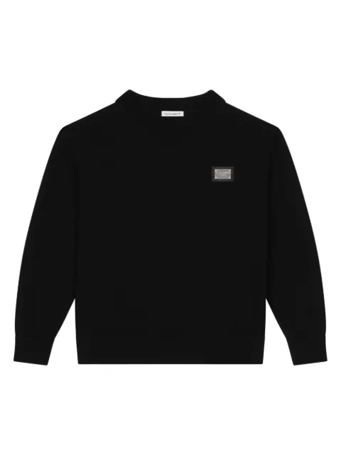 Dolce & Gabbana Kids سويت شيرت صوف بكر ببروش شعار الماركة