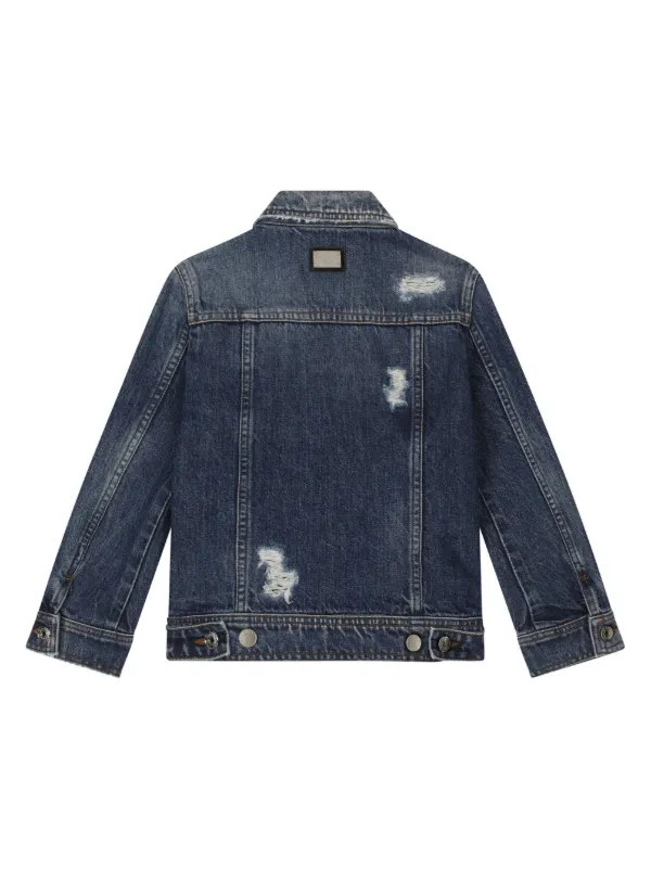Dolce Gabbana Kids rip-detail Denim Jacket Blue FARFETCH ID