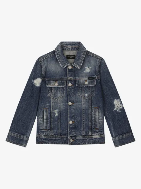 Dolce & Gabbana Kids Jeansjacke mit Distressed-Detail