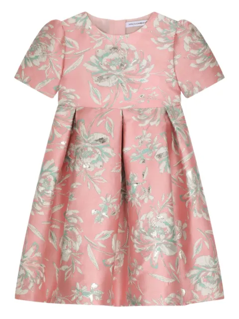 Dolce & Gabbana Kids floral-jacquard pleated dress