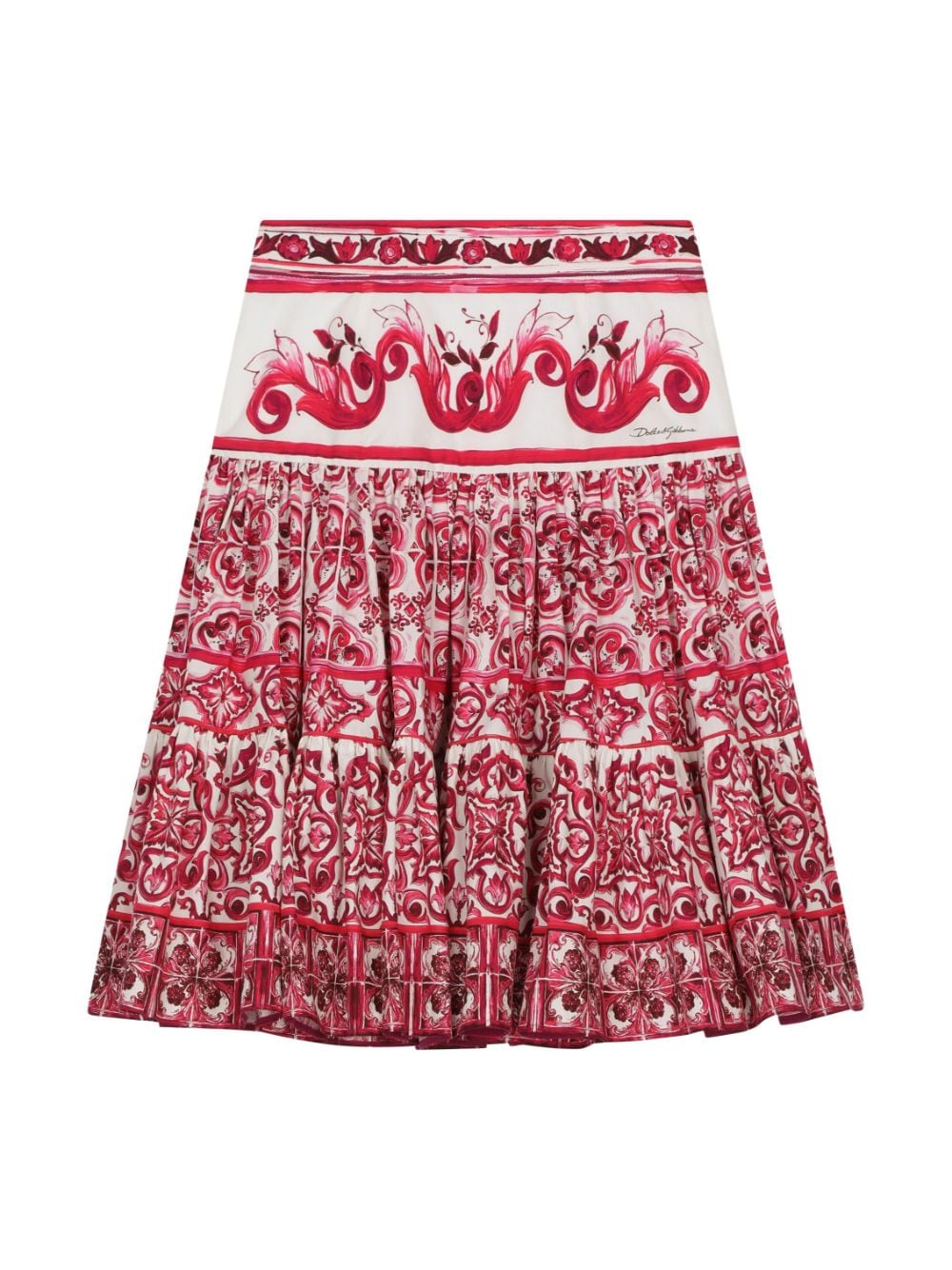 Shop Dolce & Gabbana Majolica-print Poplin Skirt In White