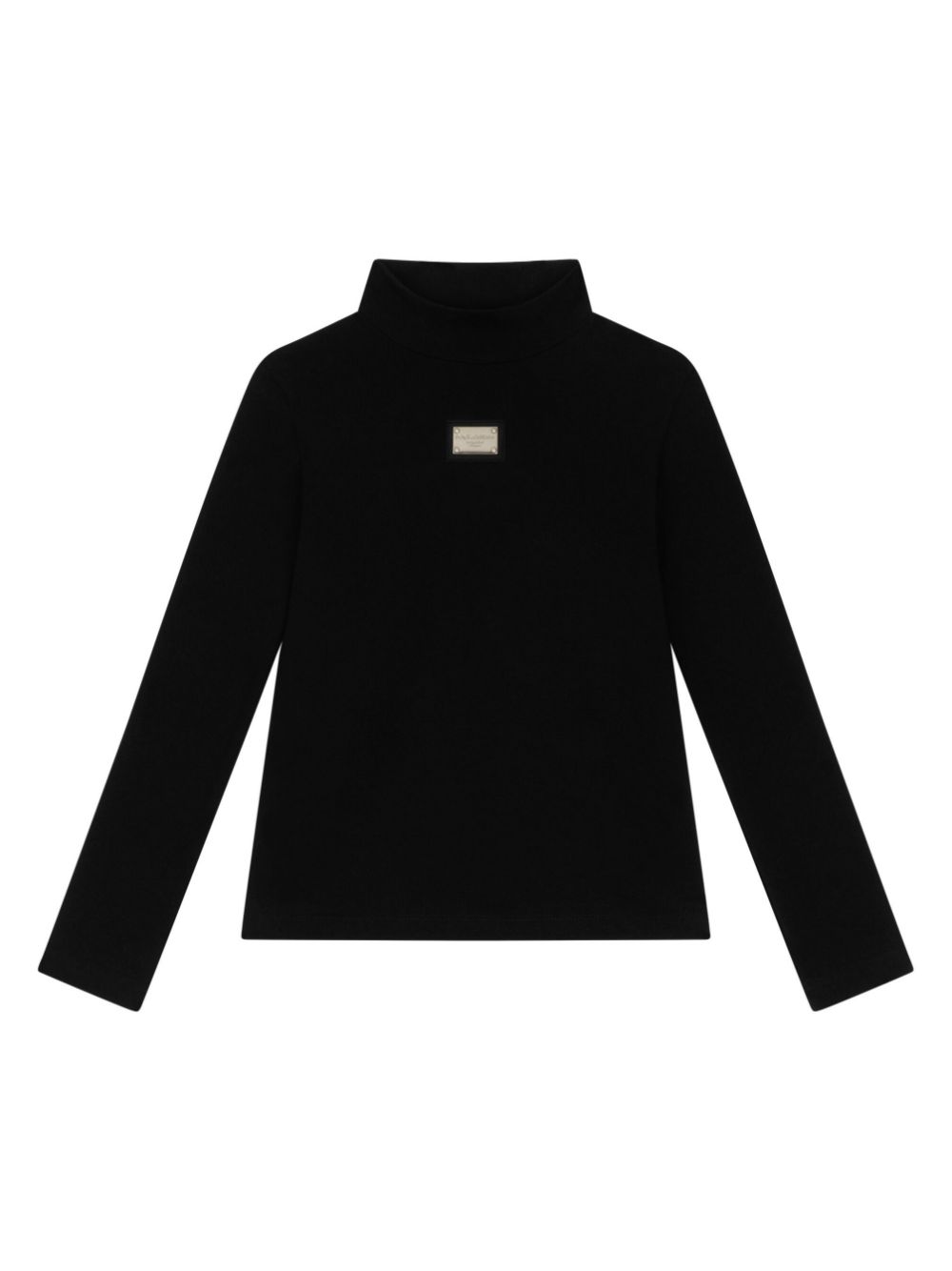 Dolce & Gabbana Kids logo-plaque stretch-cotton sweater - Black