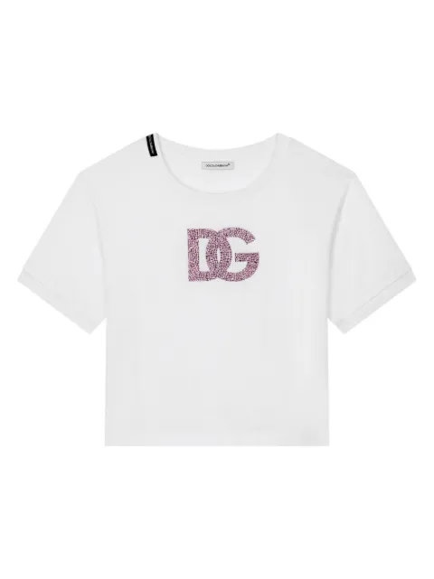 Dolce & Gabbana Kids rhinestone-logo cotton T-shirt