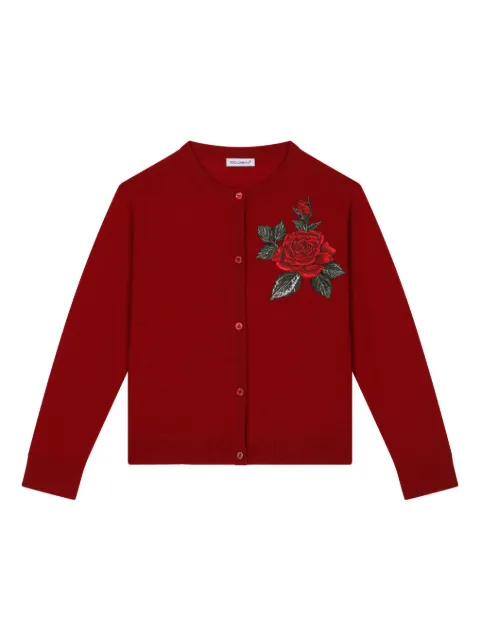 Dolce & Gabbana Kids rose patch crew neck cardigan