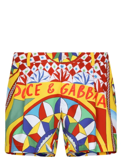 Dolce & Gabbana Red Patterned Beachwear Shorts Swimwear