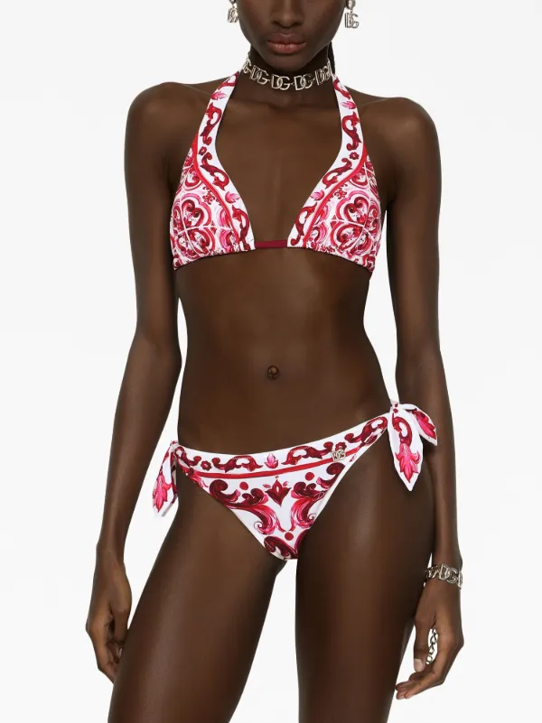 Dolce & Gabbana Majolica-print Triangle Bikini - Farfetch