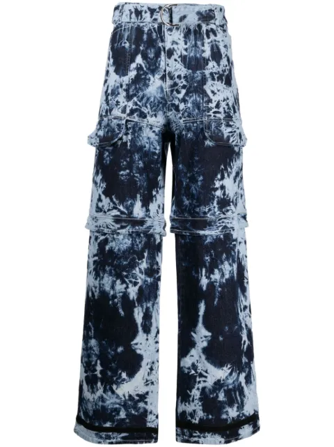 Ferrari belted-waist tie-dye print jeans