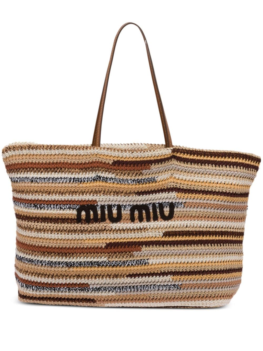 Miu Miu Crochet Tote Bag In Brown | ModeSens
