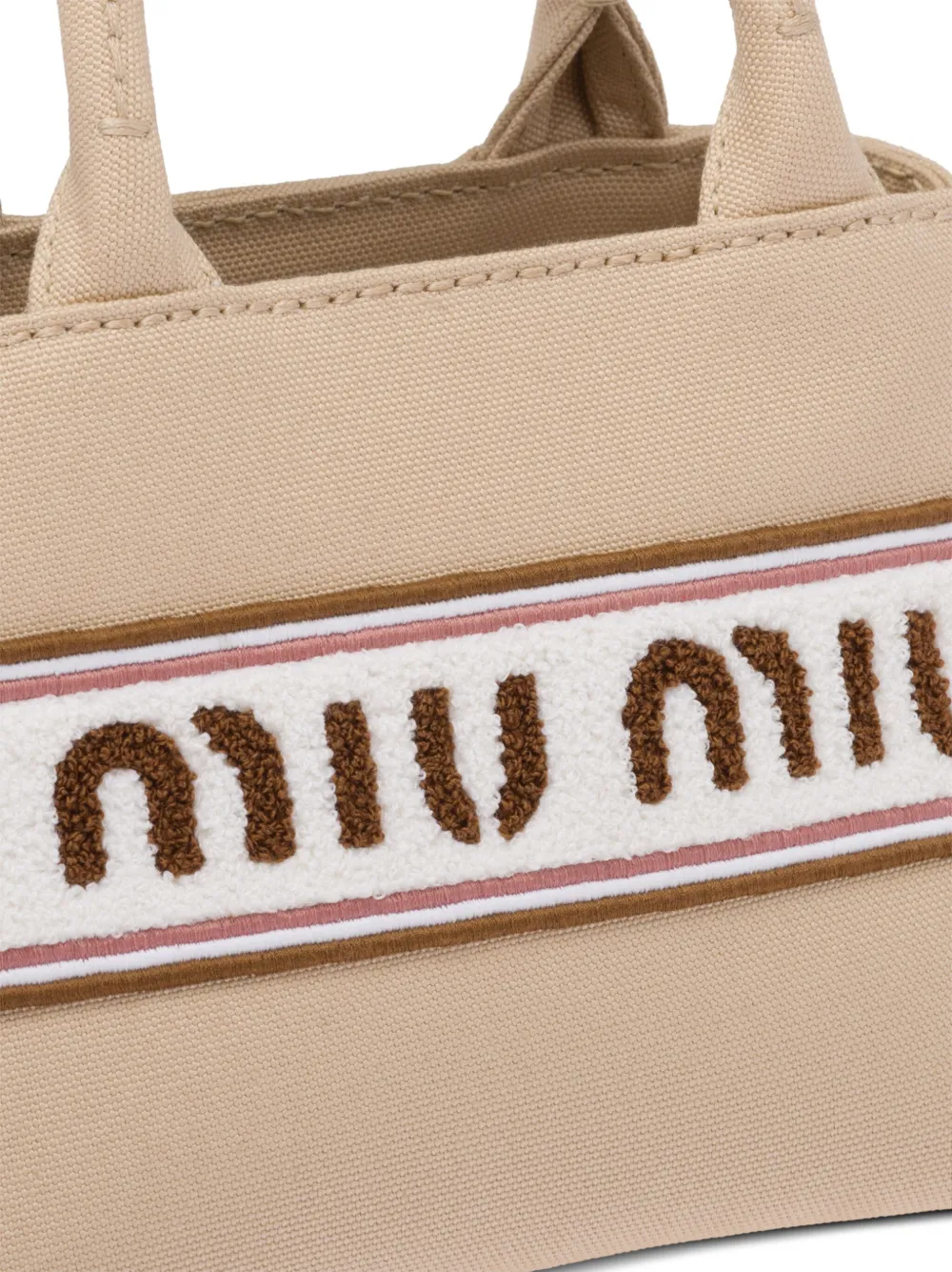 Miu Miu Canvas embroidered-logo Tote Bag - Farfetch