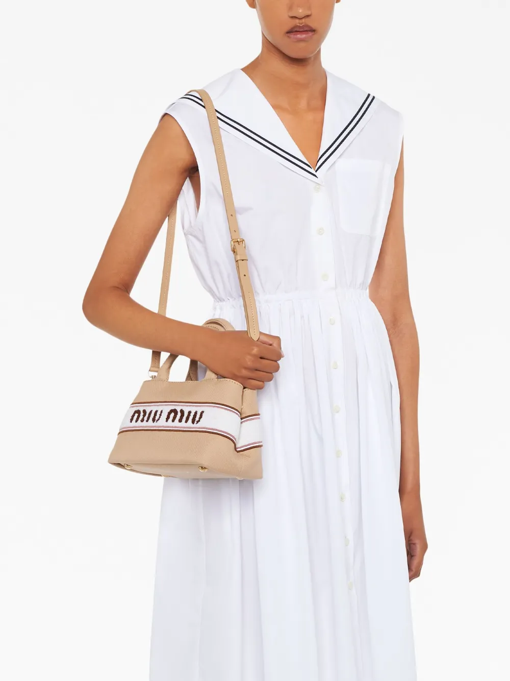 Miu Miu Canvas embroidered-logo Tote Bag - Farfetch