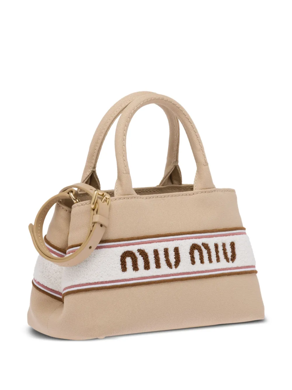 Miu Miu Canvas embroidered-logo Tote Bag - Farfetch