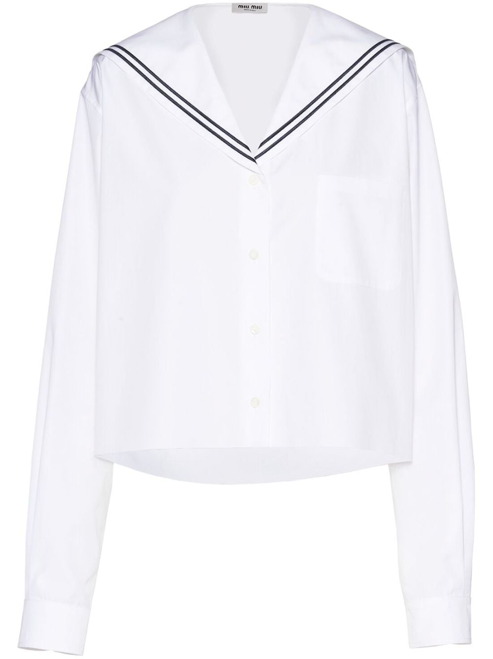 Shop Miu Miu Sailor Poplin Shirt In White