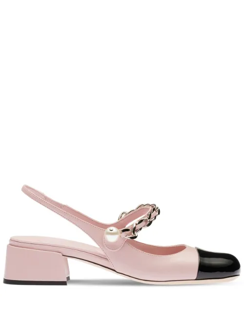 Escarpins en cuir à bride arrière - Miu Miu - Modalova