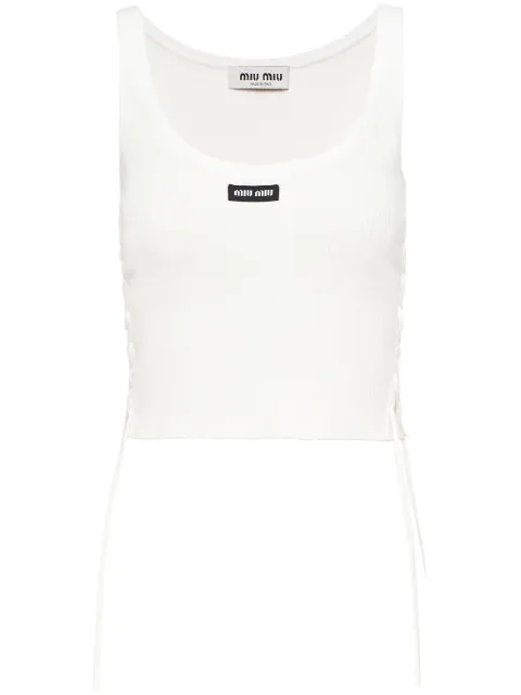 Miu Miu lace-up cotton tank top