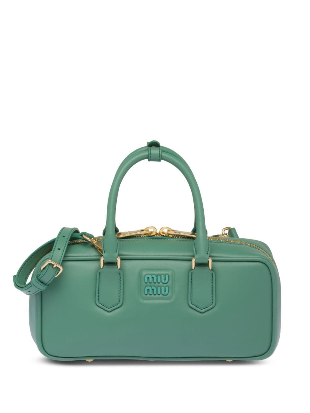 Miu Miu Leather Mini Top-handle Bag In Green