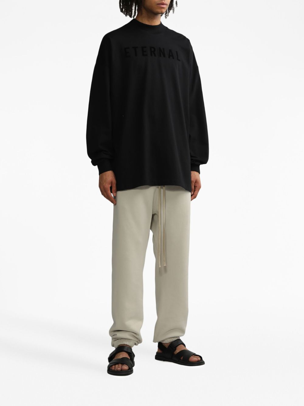 Shop Fear Of God Long-sleeved Cotton Sweatshirt In Black