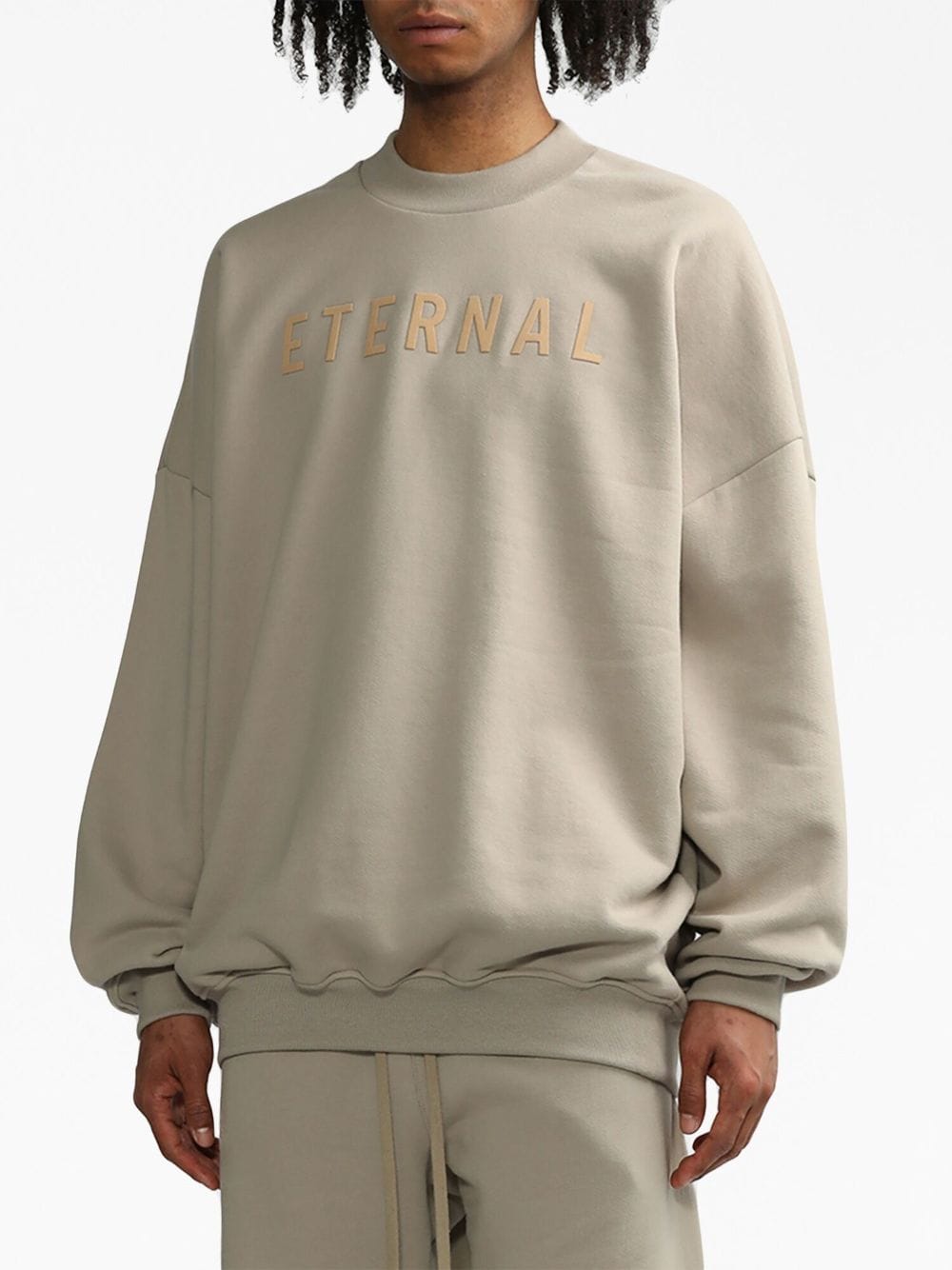 Shop Fear Of God Logo-embroidered Long-sleeved Cotton Sweatshirt In Neutrals